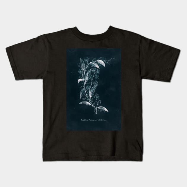 Cyanotype - Smilax Pseudosyphilitica Kids T-Shirt by PixelHunter